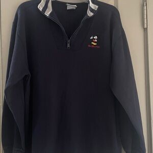Walt Disney World Sweatshirt with Mickey Mouse. Navy. 1/4 zip.Medium unisex. EUC